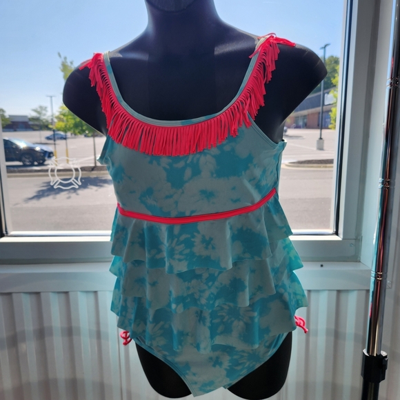 NWOT Justice Blue and Pink Kids Swim Two Piece - Picture 1 of 3